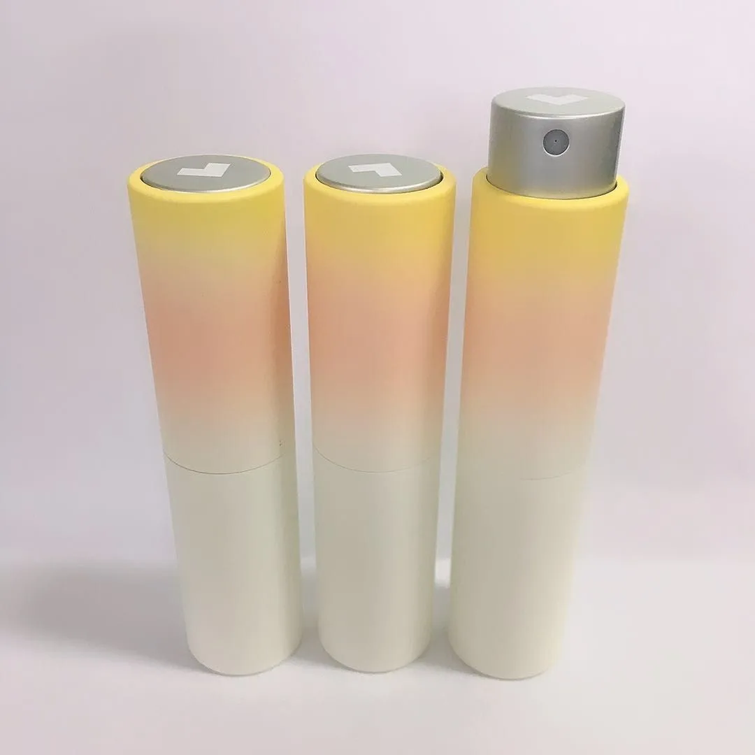 Empty gradient pink color blue color 8 ml 10 ml oral spray bottle refillable travel size twist aluminum atomizer perfume bottles