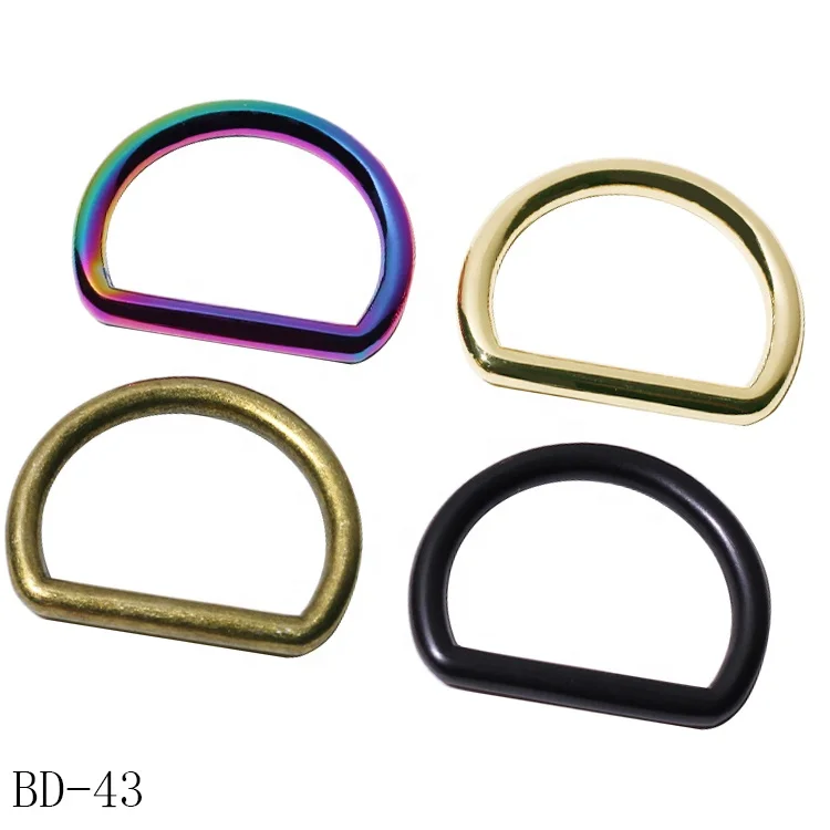 Hot selling luggage strap d ring hardware wholesale multicolor handbag side release d buckle for dog collar