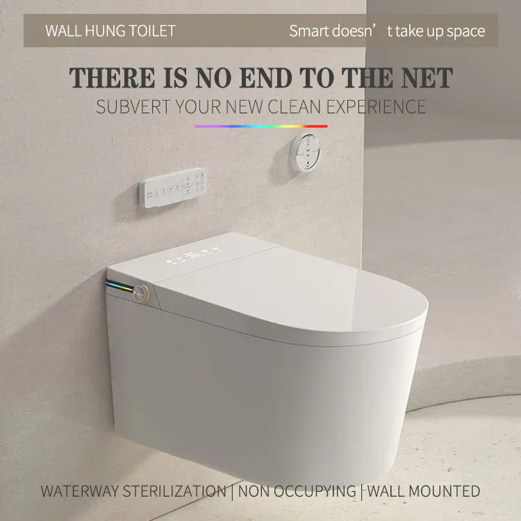White Wall Mounted Suspended Smart Toilet Flush Ceramic WC toilets Intelligent wall hang Automatic toilet with water tank frame