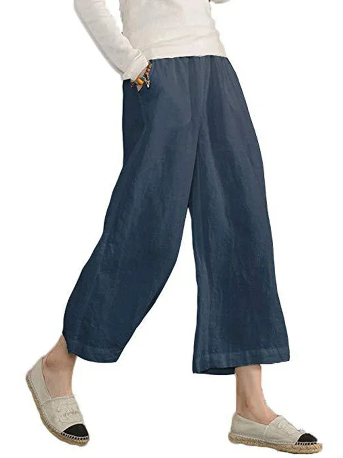 2024 straight casual baggy pants trousers Cotton and hemp loose casual wide leg pant for womenwomen