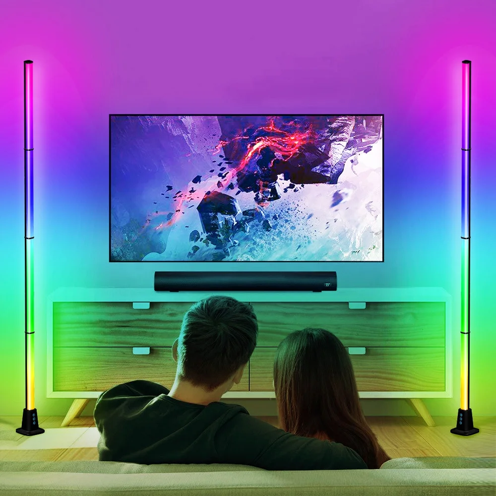 Multicolored Smart Wifi Alexa Tuya Standing Led Decoration Corner Lamp Modern Vertical Color Changing RGB Light Floor Lamp