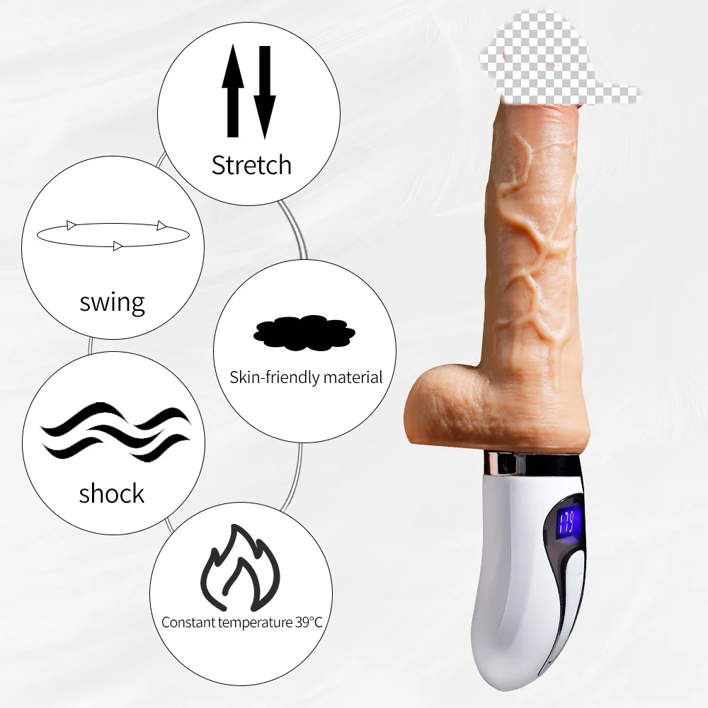 Skin-friendly stretch telescopic gun machine automatic thermostat 42 degrees Celsius woman Realistic silicone dildos