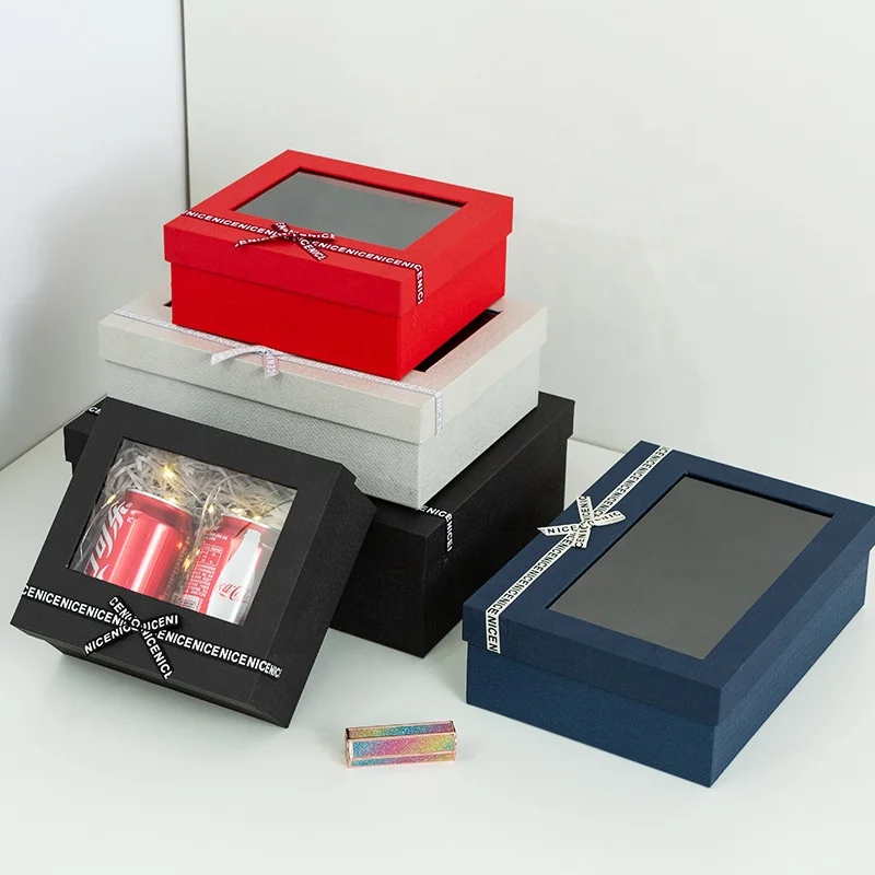 Chengruo Custom Emballage PVC Transparent Window Caja Regalo Paper Box Packaging With Ribbon For Shoes Clothing Gift Jewelry