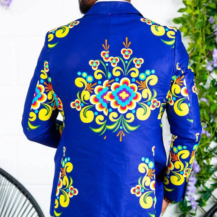 Factory Customized Design African Print Suit Jacket Tailored Fit Shawl Collar Blazer for Men