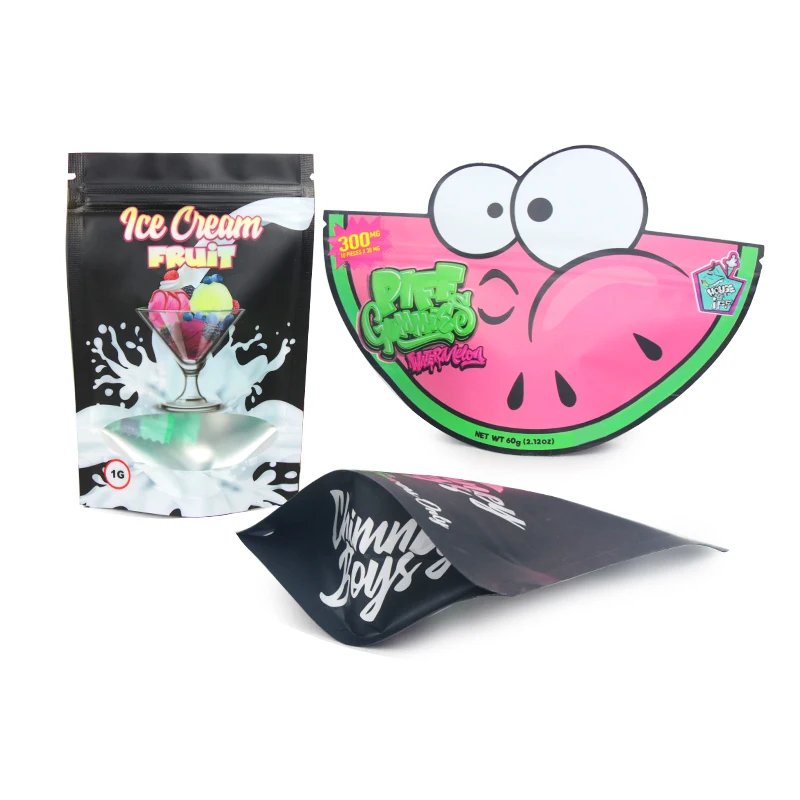 Custom Printed Aluminum Foil Bag Ziplock Mylar Pouch Packaging Food Grade Smellproof Ziplock Bags With Clear Window