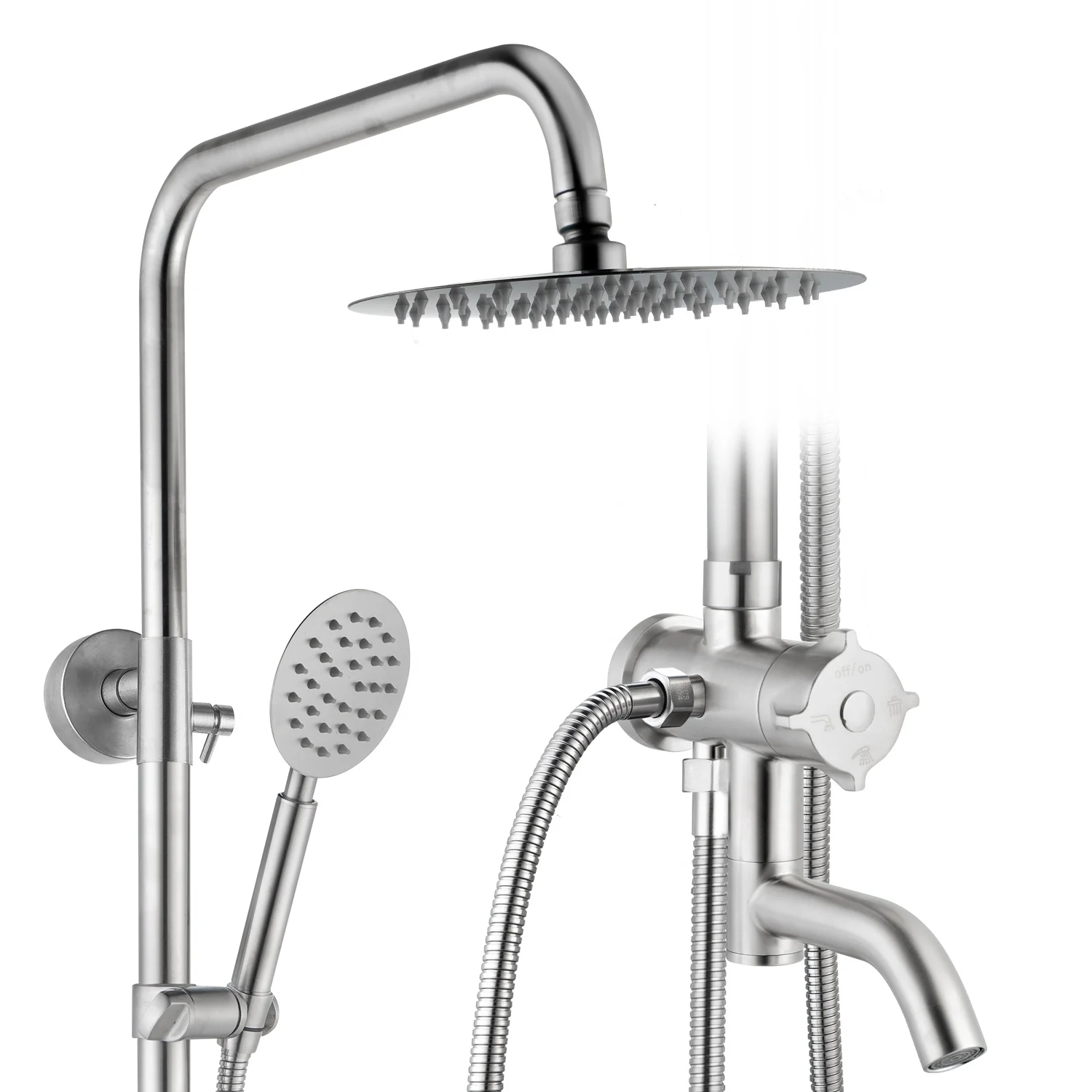 SS502R Tengbo bathroom shower set system 304 stainless steel Single cold bathtub water with spray material bathroom shower bath
