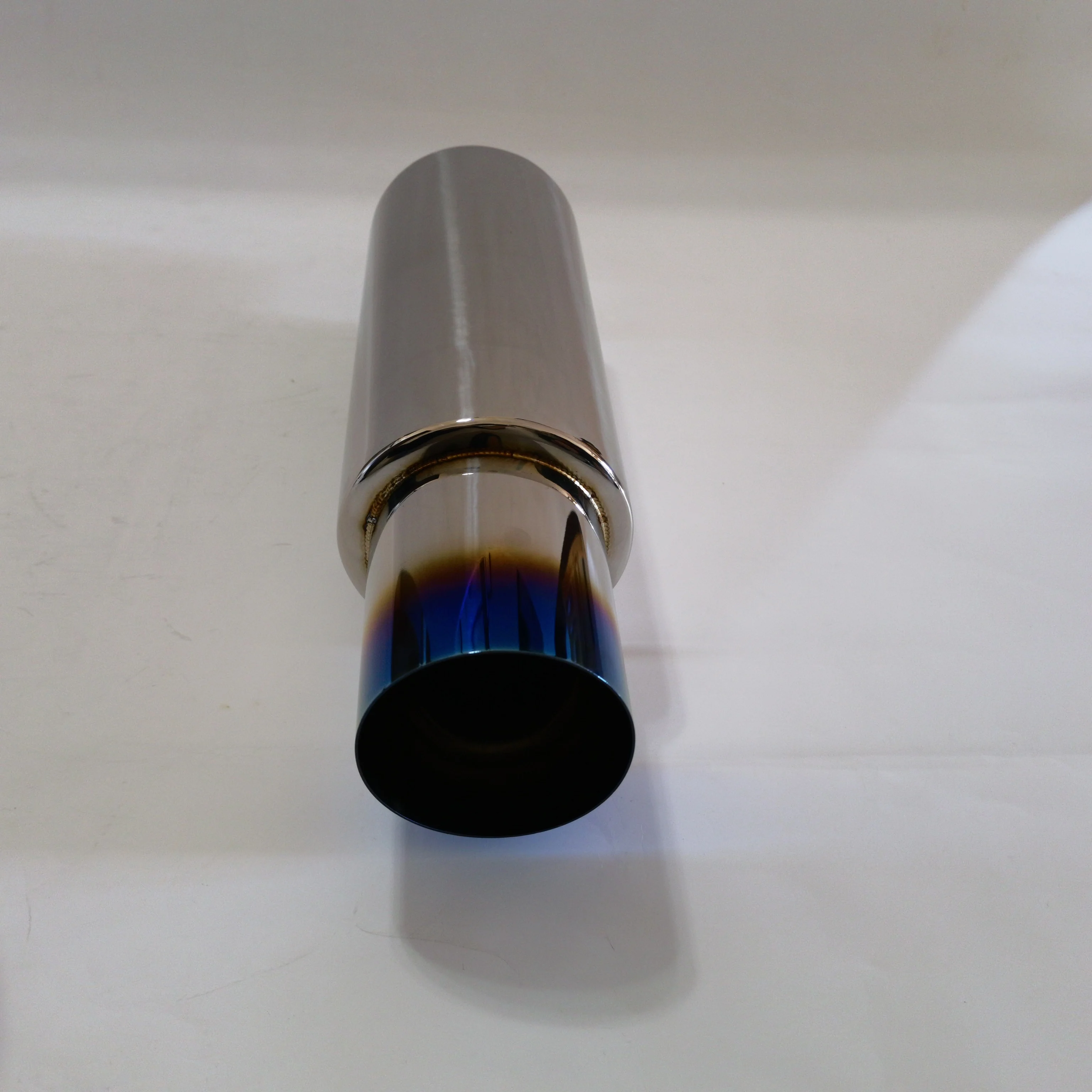 Car modification stainless steel scroll blue plated 4 inches car muffler for sports sound exhaust muffler car