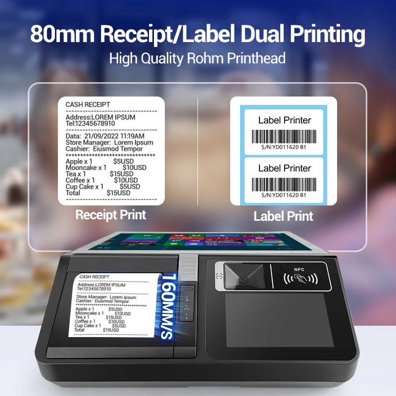 Windows/Android Cashier Machine Pos Computer 11.6' Mobile Desktop POS Software NFC Payment Reader Caisse Enregistreuse MIni Pos