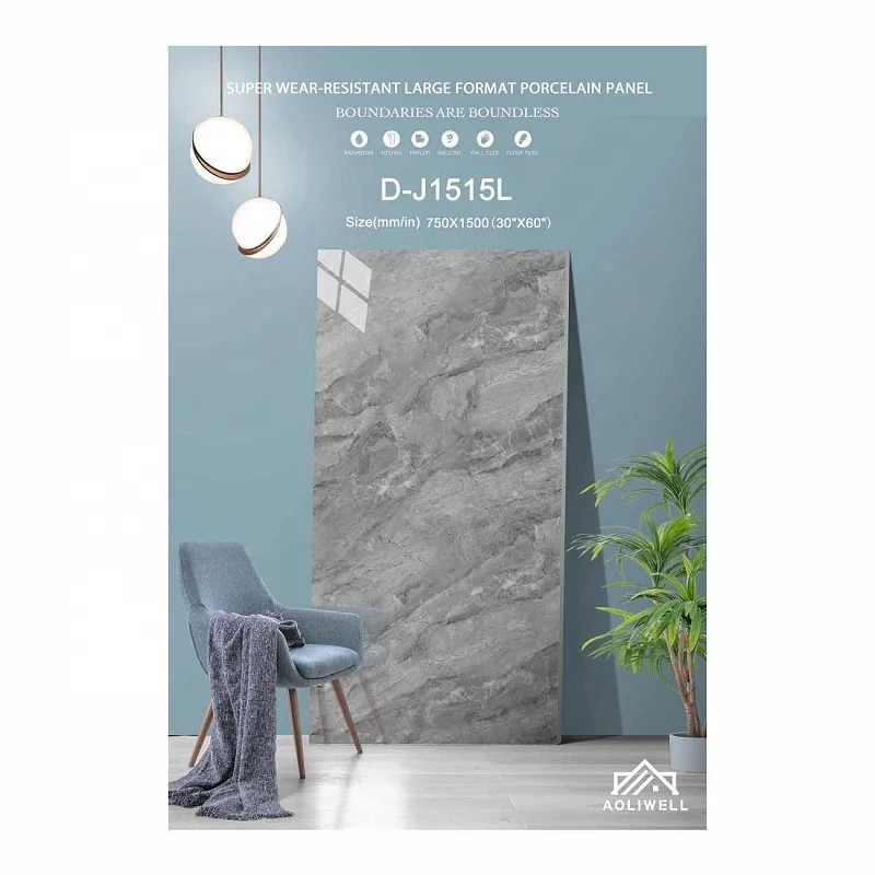 
Premium Quality 750*1500mm Marble Look Stairs Home Hotel Stone Floor Porcelain Big Size Tiles 