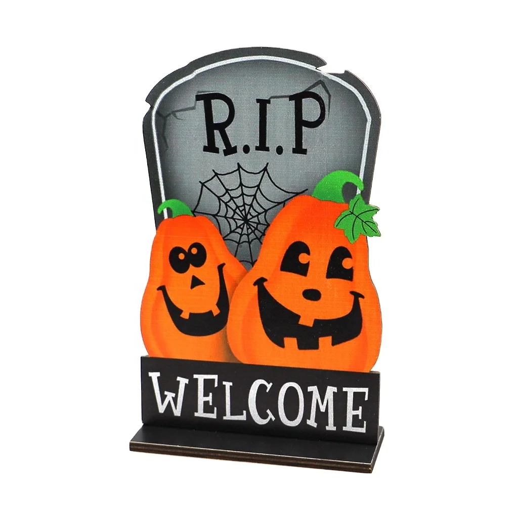 Hot sale Halloween wooden Plywood pendant new halloween pumpkin tombstone rip party scene hunted house decoration
