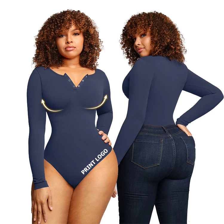 Wholesale Bodysuits for Women Sculpting Custom Bodysuit High Compression Lone Sleeve Workout Bodysuits for Women