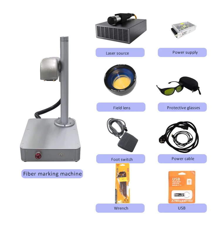 20w Cheap Portable Fiber Metal Laser Marking Machine, Engraving on Pet Id, Dog Tag, Bird Ring