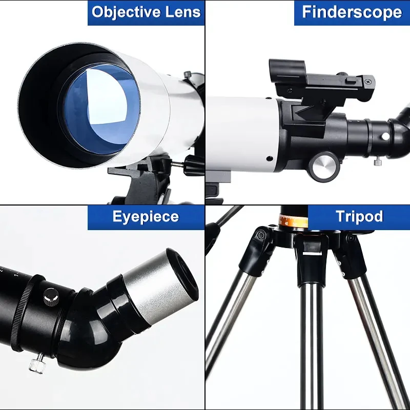 80500 Refracting Astronomical Telescope Professional High Definition Camping Monocular with Stainless Steel Tripod