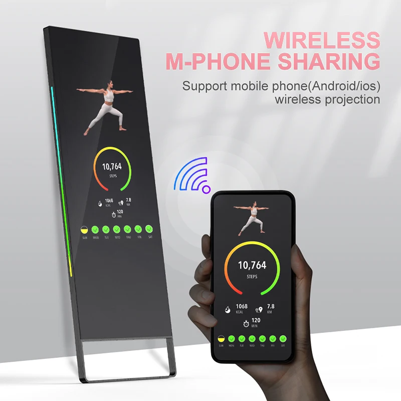 Отражают Смарт фитнес подключения зеркало для упражнений с учетом большой тренировки Цифровой Фитнес