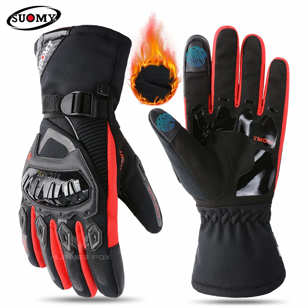 SUOMY Motorcycle Gloves 100% Waterproof Touch Screen Motorbike Guantes Winter Warm Windproof Off-Road Ski Moto Gloves Men&Women