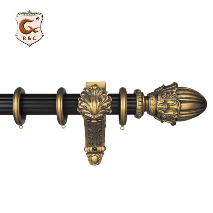 Factory Antique White Wood Cameo Curtain Rod Modern Home Decoration
