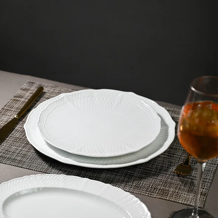 PITO HoReCa white porcelain tableware dinner plates manufacturer ceramic plates for wedding 8.25 inch shallow disc