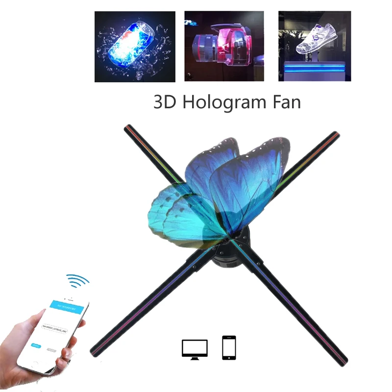 YL синхронизированная голограмма подвижный 3D вентилятор рекламный проектор