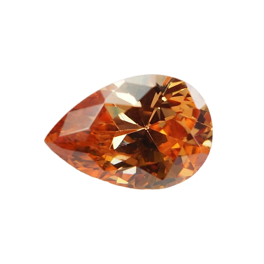 Champagne color diamond cut pear shape cz gemstones jewelry beads