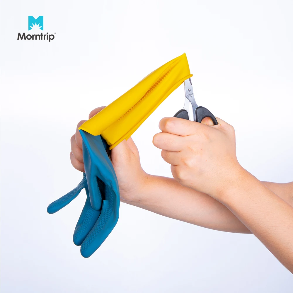 EN388 EN420 EN374 Economy Hot Sale Bi-color Cleaning Usage and Latex Material Household Cheap Latex Glove