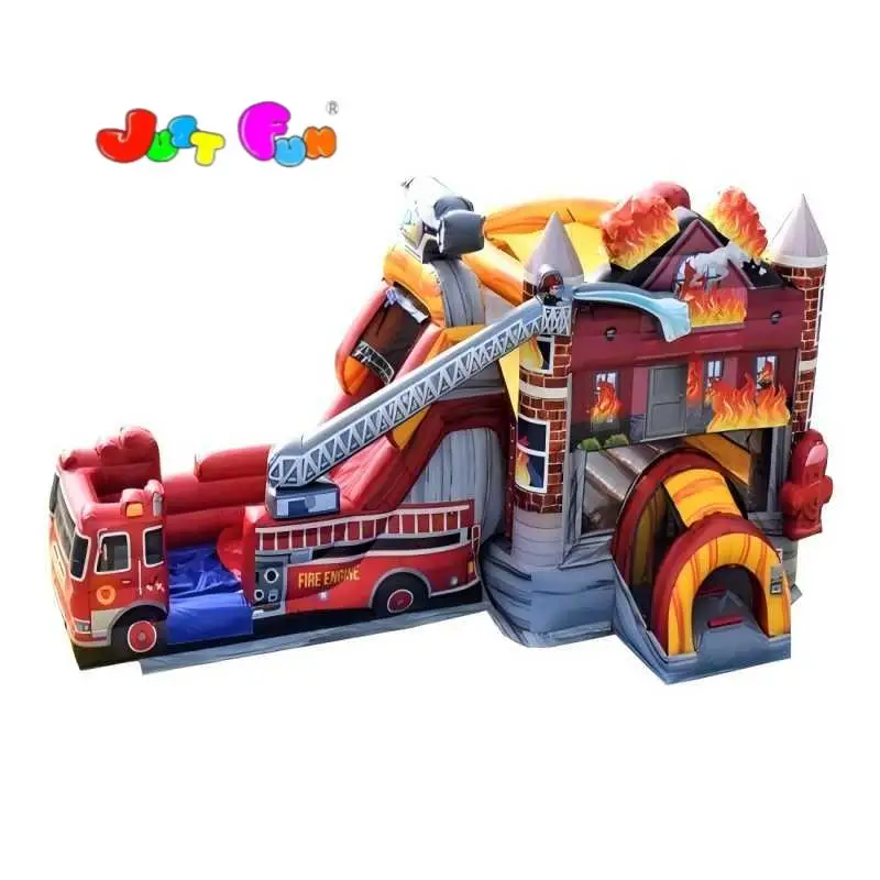 large inflatable fire truck bouncer bouncy castle factory direct sale