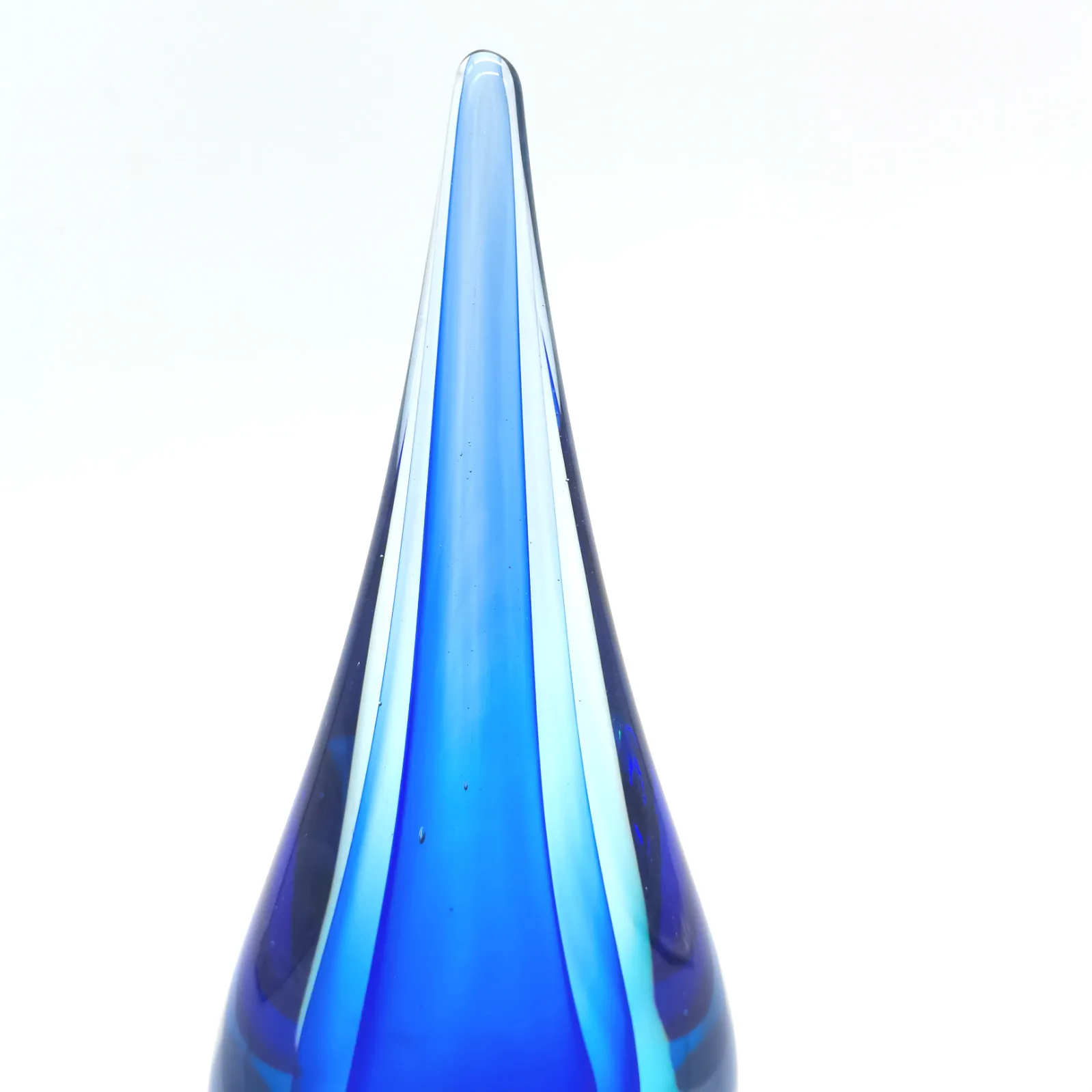 Modern Dark Light Blue Color Handmade Art Glass Water Drop Shape Sculpture