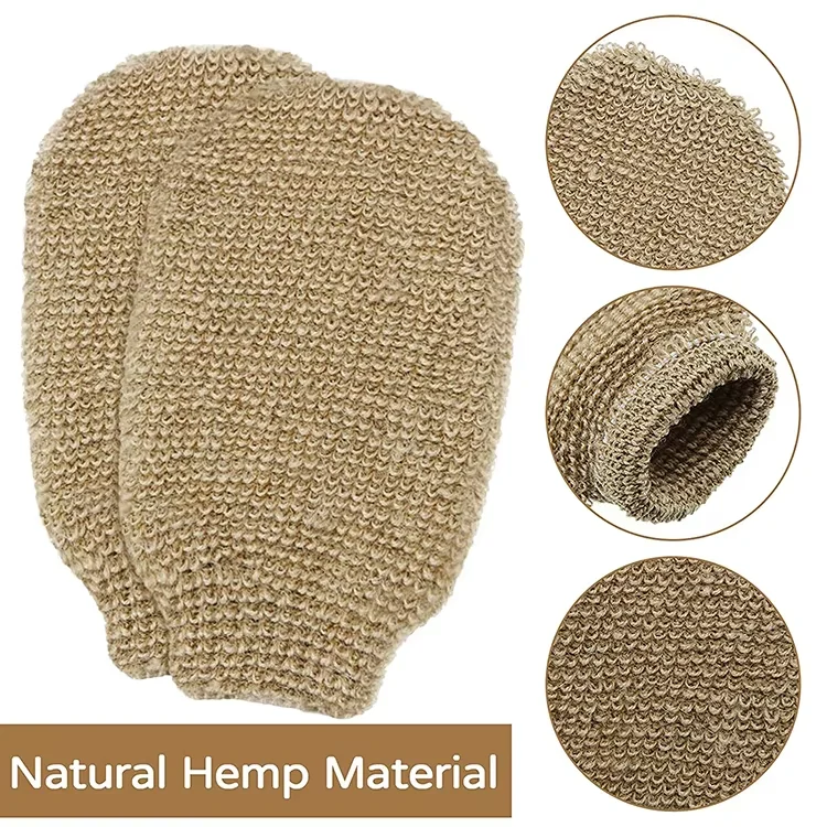 Eco-Friendly Bamboo Fiber Natural Hemp Face Towel Gloves Blistering Soap Bag Body Scrub Shower Exfoliator Bathing Gloves Mitt