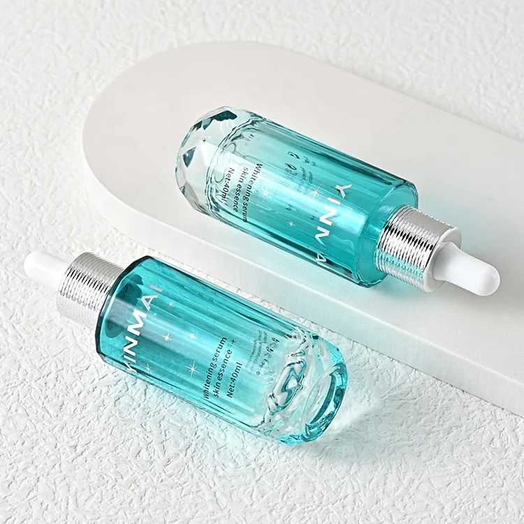 Custom 40 ml 1 oz empty thick bottom pipette packaging serum gradual blue private label long oil glass dropper bottle