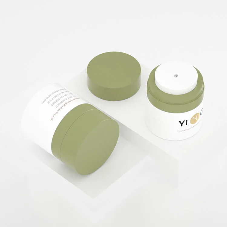 Luxury 15g 30g 50g Personal Care Cream Matte Green Airless Jar Plastic Airless Bottle Jar Refillable Cosmetic Airless Pump Jar