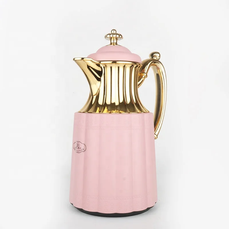 Turkish Style Sunny Shape Plastic BPA FREE pink gold 0.7 liter Glass Liner Flask Coffee & Tea sets
