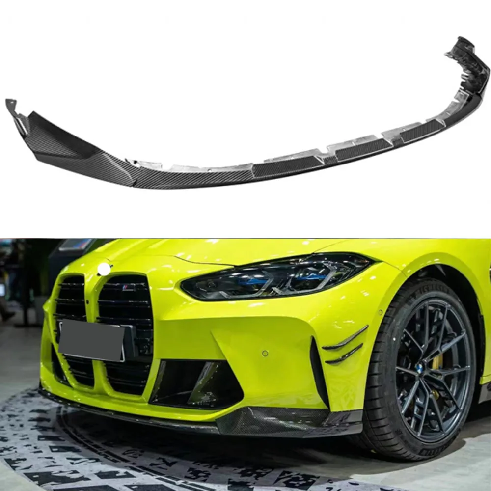 MP Style Dry Carbon Fiber Car Front Bumper Lip Chin Shovel With Splitters For BMW M3 M4 G80 G82 G83 2020+ Car Tuning Styling
