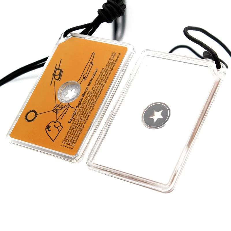 Portable Camping Daylight Signalling Mirror Survival Emergency Rescue Square Signal Mirror with Emergency Whistle