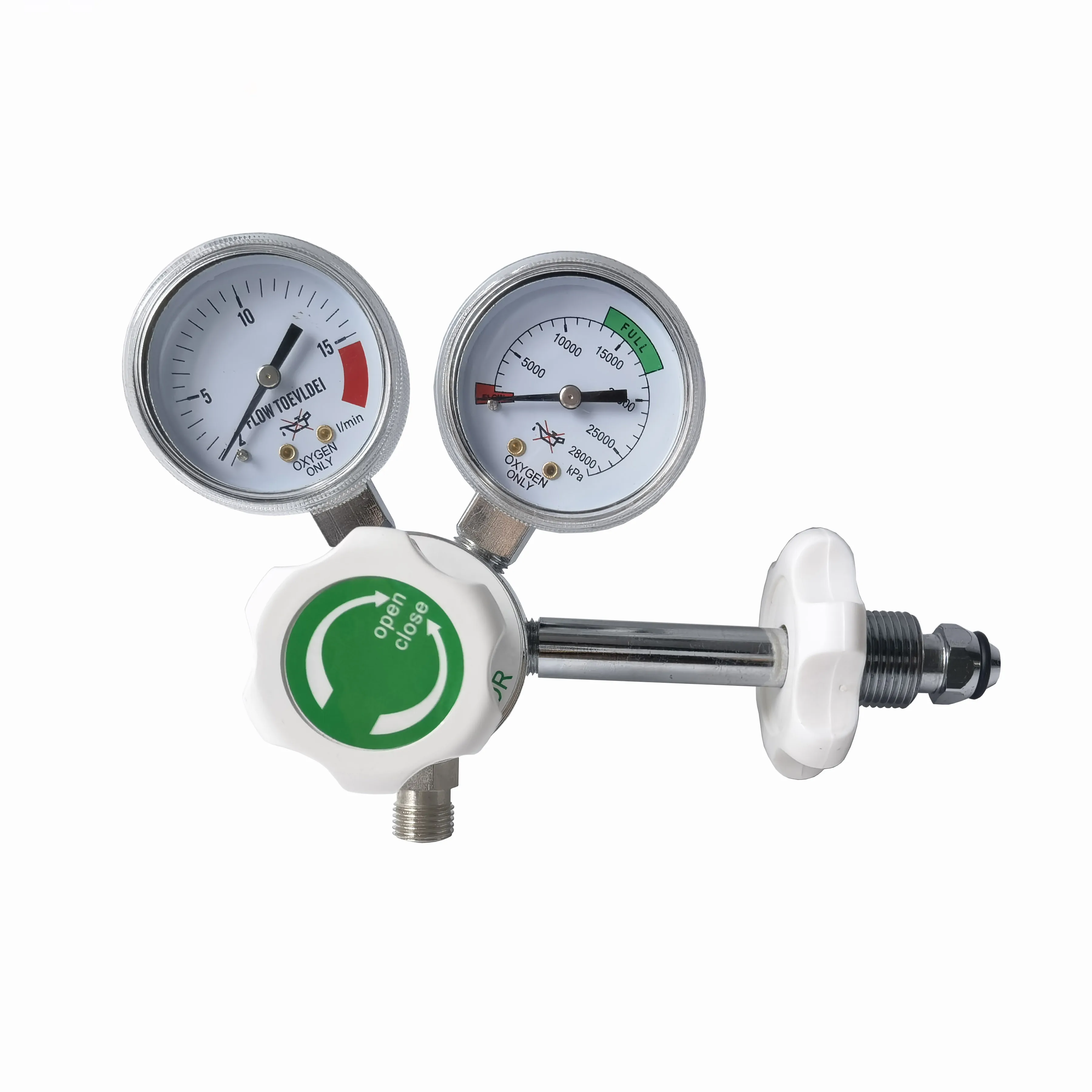 Brass medical oxygen regulator with dual gauges Bullnose type oxygen cylinder pressure reducing valve