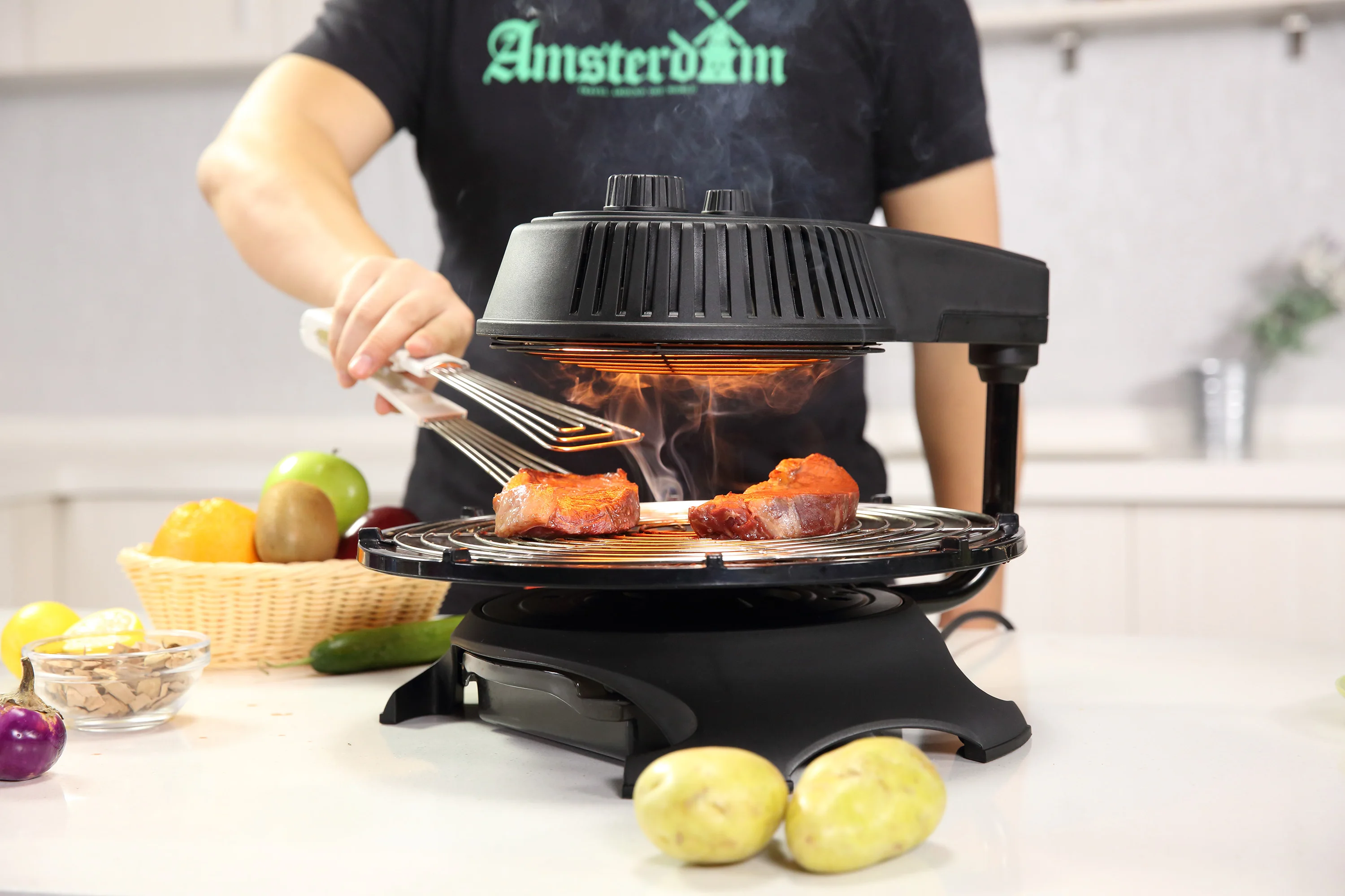 Top Heater Double Contact Korean Barbecue Japan Japanese Teppanyaki Wide Stainless Steel Flat Top Griddle Grill