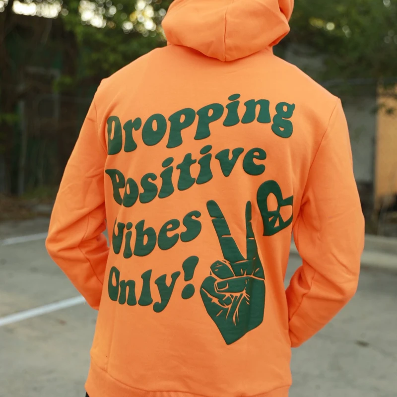 OEM Custom Unisex 3D Puff Print Unisex Hoodies Streetwear Hip hop Fashion French Terry Pullover Puff Printing Hoodies Men