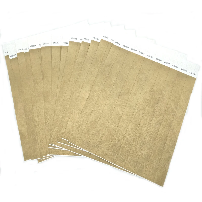 Wholesale Suppliers Tyvek Bracelet Wrist Band Gold Tyvek Paper Serial Number Event Wristbands for Party Event Wedding