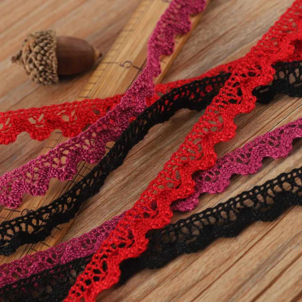 manufacturer wholesale lace trim cotton black red crochet lace trim for garment