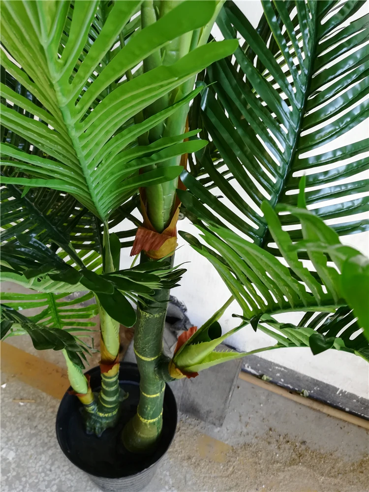 High quality kwai tree fake plant palm leaf tree bonsai plant with pot for indoor decoration