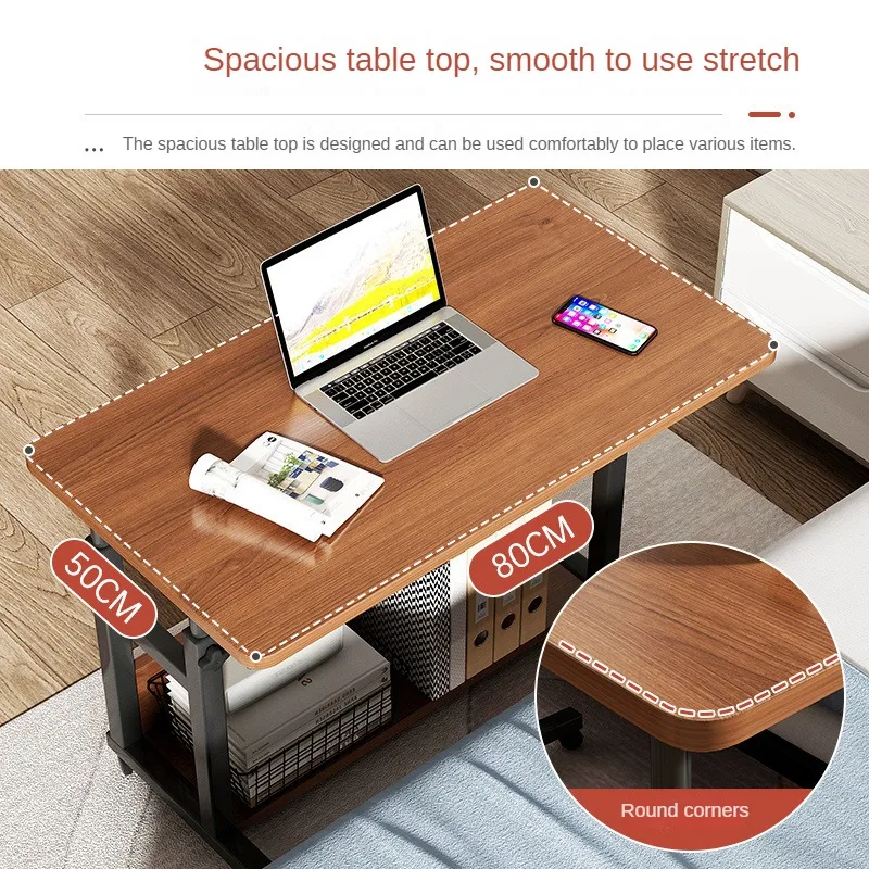 Bedroom Home Student Study Desk Bedside Table Multifunction Portable Wooden Mobile Tea Table