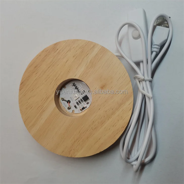 5v usb rectangle round 3d lamp led oval wooden wood led night light base