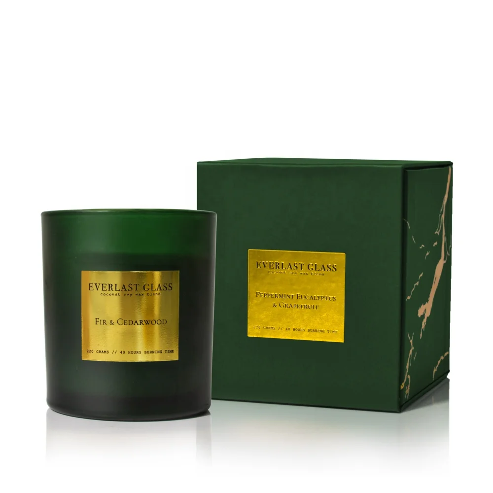 Custom Golden Label Dark Green Aromatherapy Scented Candles Christmas Luxury Unique Wholesale Gift Set