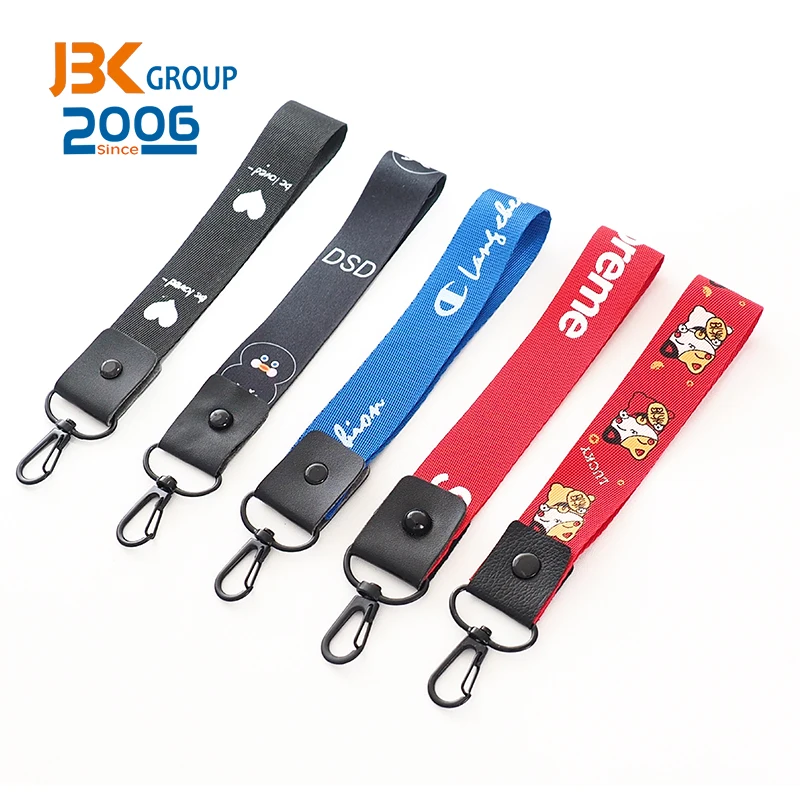 fashion lanyard silk screen wrist jacquard custom logo lanyard keychain