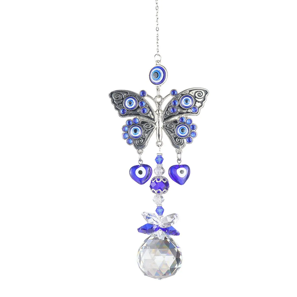 Crystal Turkish Evil Eye Crystal Sun Catcher Pendant Light and wind chimes Rainbow Garden decoration