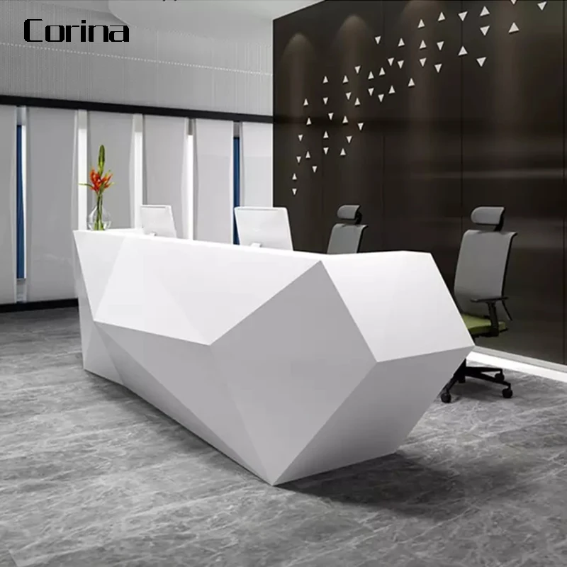 Modern curved white reception desk acrylic solid surface hospital reception counter