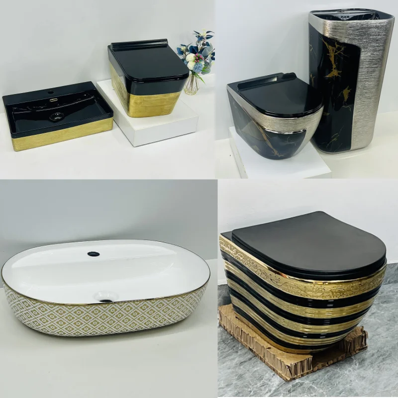 Color sanitary ware toilet water closet art basin full pedestal basin for a bathroom set