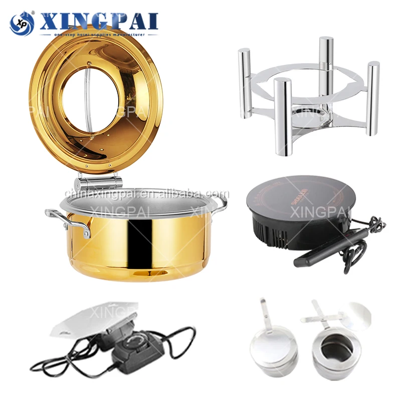 XINGPAI arabic restaurant hotel supplies chafing dish buffet set luxury gold chafing dish with stainless steel base