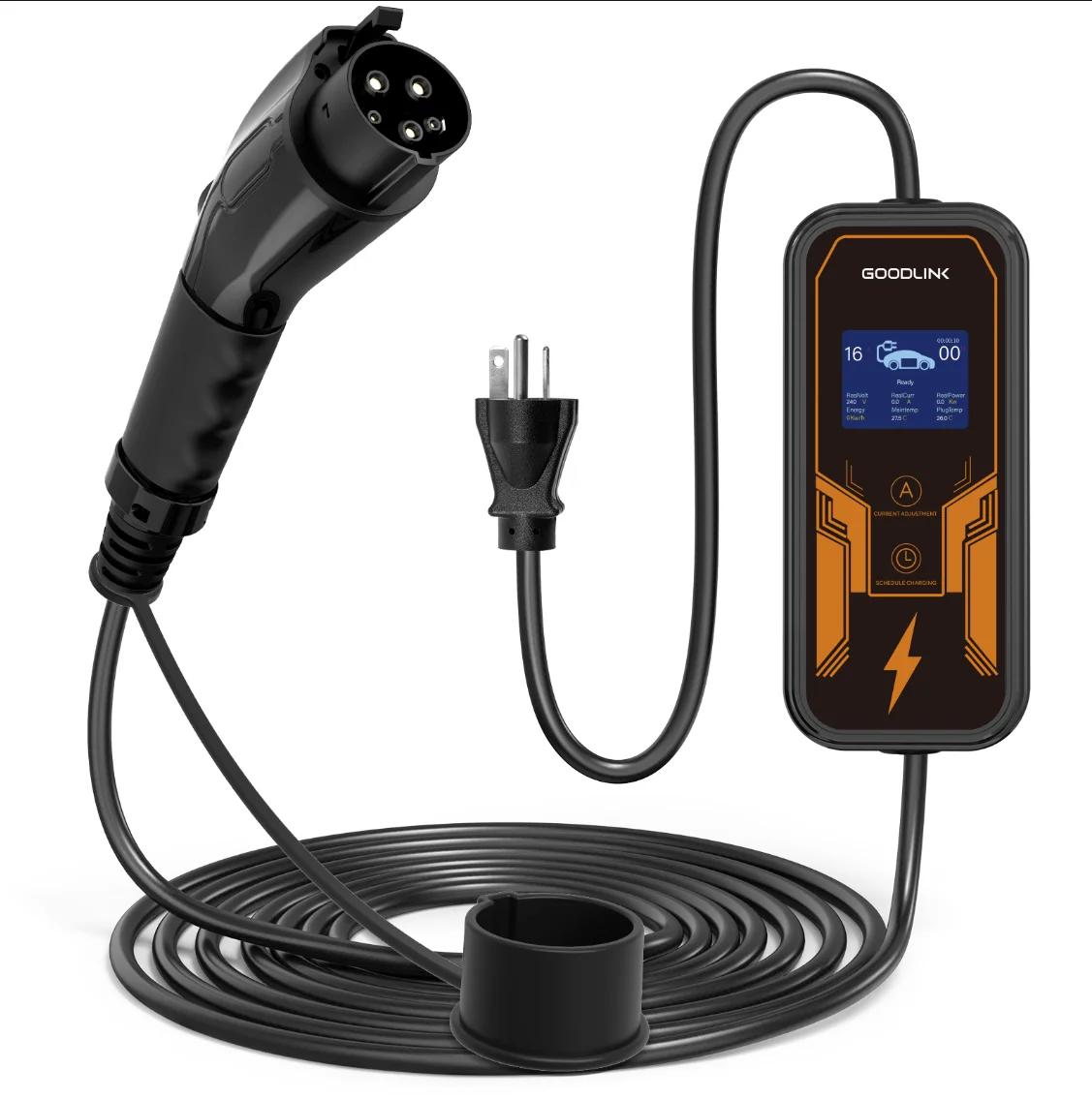 EV charger   16A  32A 40A  adjustable type 2 1 GBT  Portable EV Charger with LCD Screen for EVSE car 7KW