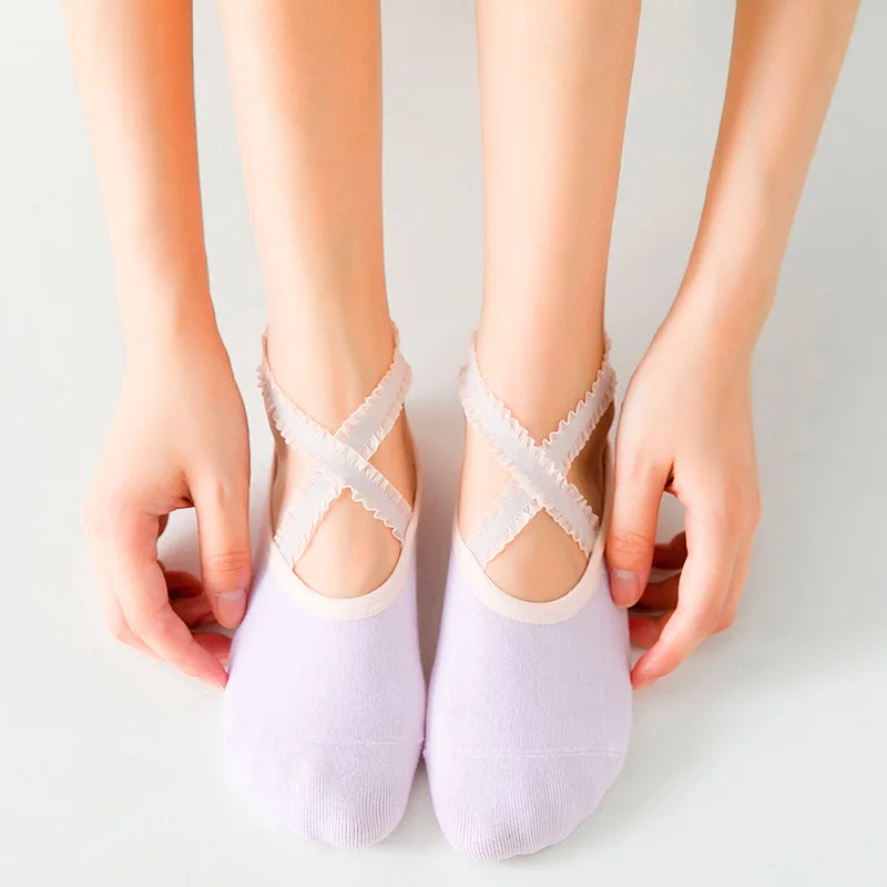 high quality women pilates socks in-stock custom design cotton girls non slip trampoline yoga dance barre ballet shoes socks