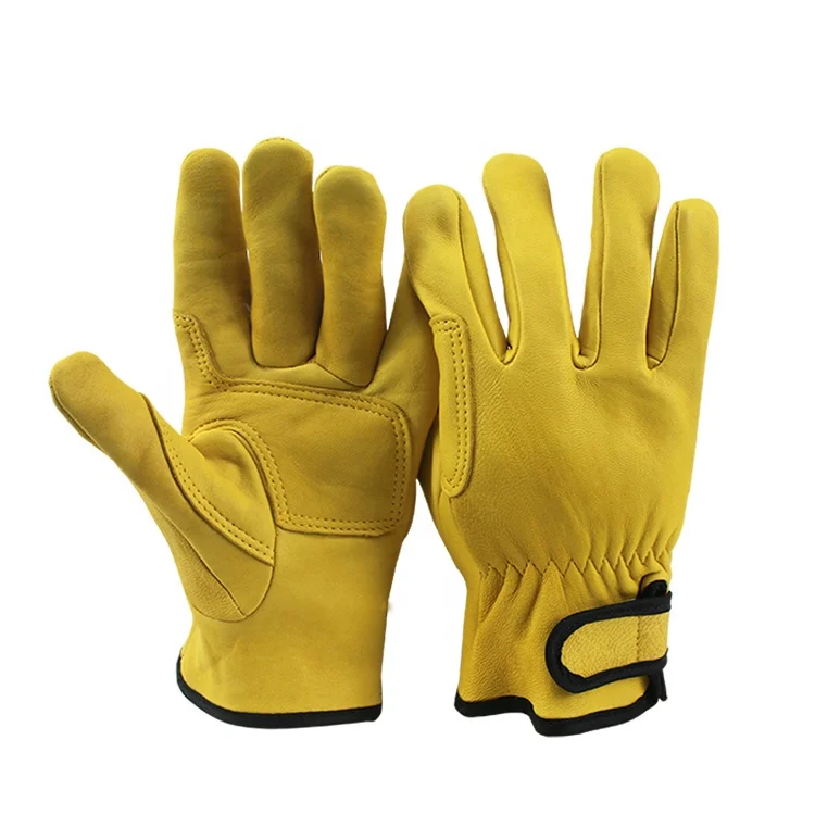 Cheap yellow sheepskinLeather Heavy Work Cut Resistant Construction Safety Gloves