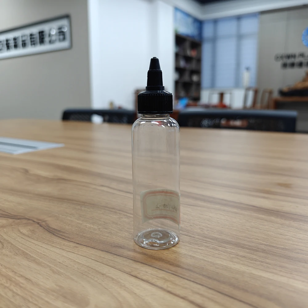 Clear Plastic Bottle 100ml Eco Friendly Empty Twist Top Cap Transparent Squeeze Bottles for Hair Oil Coconut Oil Dye Applicator